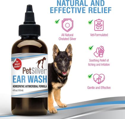 Show full view: PetSilver Antimicrobial Dog & Cat Ear Wash, 4-fl oz bottle slide 5 of 12