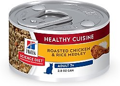 Hill's Science Diet Senior Adult 7+ Healthy Cuisine Roasted Chicken & Rice Medley Wet Cat Food, 2.8-oz can, case of 24