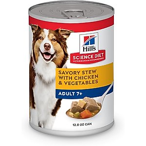 Hill's Science Diet Senior Adult 7+ Savory Stew with Chicken & Vegetables Canned Dog Food, 12.8-oz, case of 12