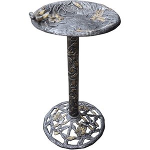 Oakland Living Handmade Metal Hummingbird Bird Bath, Antique Pewter