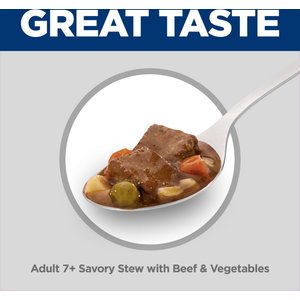Hill's Science Diet Senior Adult 7+ Savory Stew with Beef & Vegetables Wet Dog Food, 12.8-oz can, case of 12