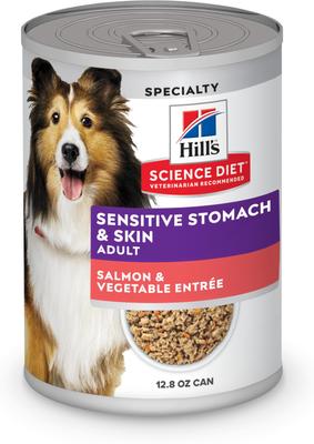 Show full view: Hill's Science Diet Adult Sensitive Stomach & Skin Grain-Free Chicken & Potato Recipe Dry Food + Salmon & Vegetable Entree Canned Dog Food slide 6 of 10
