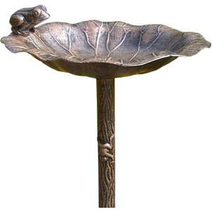 Oakland Living Handmade Metal Frog Bird Bath, Antique Bronze