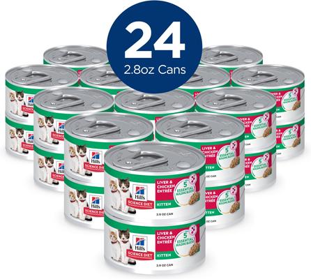 Show full view: Hill's Science Diet Kitten Liver & Chicken Entree Wet Cat Food, 2.9-oz can, case of 24 slide 3 of 14