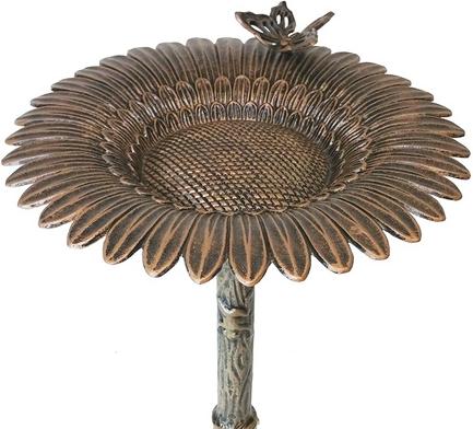 Show full view: Oakland Living Handmade Metal Butterfly Sunflower Bird Bath, Antique Bronze slide 3 of 6