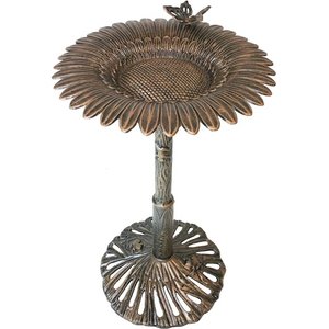 Oakland Living Handmade Metal Butterfly Sunflower Bird Bath, Antique Bronze