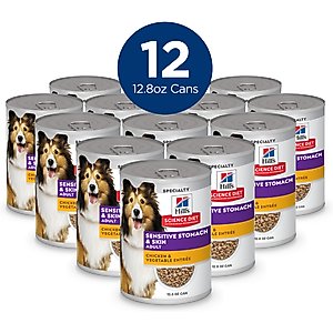 Hill's Science Diet Adult Sensitive Stomach & Sensitive Skin Chicken & Vegetable Entree Canned Dog Food, 12.8-oz, 12 count