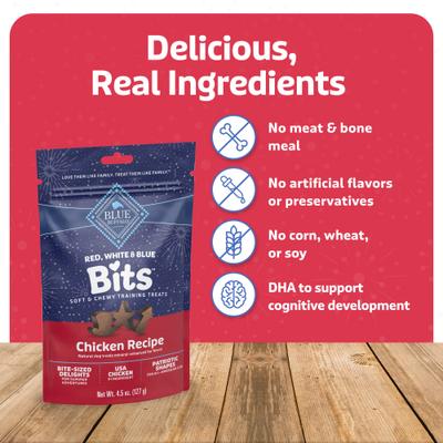 Show full view: Blue Buffalo Red White & Blue Bits Chicken Soft Moist Dog Treats, 4.5-oz bag slide 7 of 10