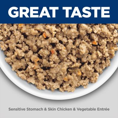 Show full view: Hill's Science Diet Adult Sensitive Stomach & Sensitive Skin Chicken & Vegetable Entree Wet Dog Food, 12.8-oz can, 12 count slide 4 of 13