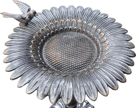 Show full view: Oakland Living Handmade Metal Sunflower Bird Bath, Antique Pewter slide 3 of 6