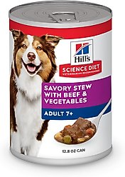 Hill's Science Diet Senior Adult 7+ Savory Stew with Beef & Vegetables Wet Dog Food, 12.8-oz can, case of 12