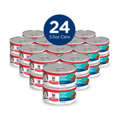 Show full view: Hill's Science Diet Senior Adult 7+ Tender Tuna Dinner Wet Cat Food, 5.5-oz can, case of 24 slide 3 of 13