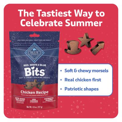 Show full view: Blue Buffalo Red White & Blue Bits Chicken Soft Moist Dog Treats, 4.5-oz bag slide 4 of 10