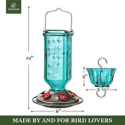 Kingsyard 24-oz Leak-Proof Glass Hummingbird Feeder with Ant Moat, Light Blue slide 2 of 6