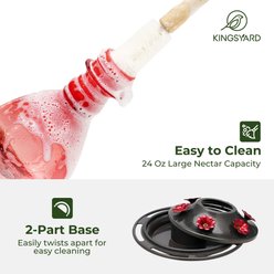 Kingsyard 24-oz Leak Proof Glass Hummingbird Feeder with Ant Moat, Light Pink + Red slide 2 of 7