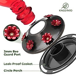 Kingsyard 24-oz Leak Proof Glass Hummingbird Feeder with Ant Moat, Aqua Blue + Red slide 2 of 7