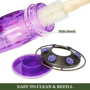 Kingsyard 16-oz Glass Hummingbird Feeder with Ant Moat, Purple
