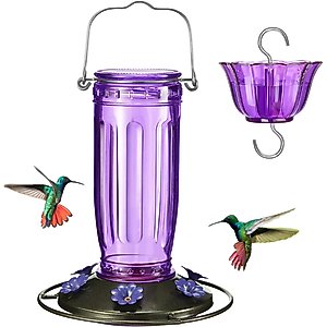 Kingsyard 16-oz Glass Hummingbird Feeder with Ant Moat, Purple