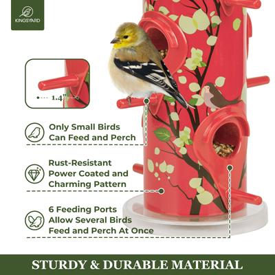 Show full view: Kingsyard Metal Tube Wild Bird Feeder, Red slide 4 of 8