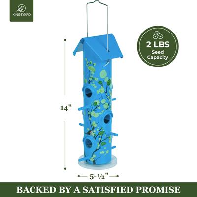 Show full view: Kingsyard Metal Tube Wild Bird Feeder, Azure Blue slide 2 of 8