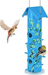 Kingsyard Metal Tube Wild Bird Feeder, Azure Blue