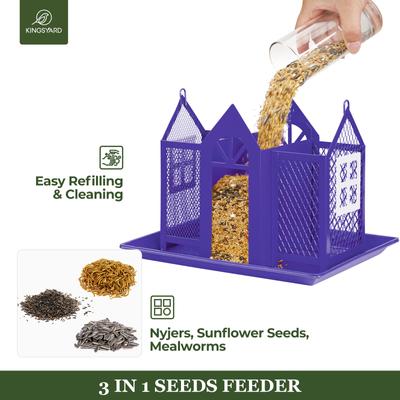 Show full view: Kingsyard Wild Bird House & Triple Feeder, Black/Purple slide 3 of 7