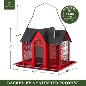 Kingsyard Wild Bird House & Triple Feeder, Black/Red