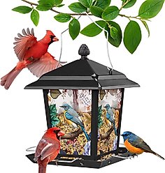 Kingsyard Hopper Wild Bird Feeder with Detachable Roof, Black slide 2 of 6