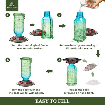 Show full view: Kingsyard Glass Hummingbird Soda Bottle Feeder, Green, Blue & Red, 2 count slide 8 of 8