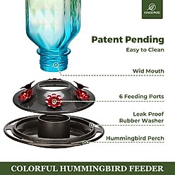 Kingsyard Glass Hummingbird Soda Bottle Feeder, Green, Blue & Red, 2 count slide 2 of 8