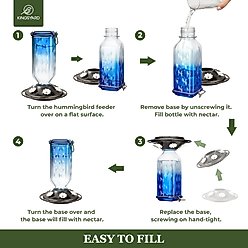 Kingsyard 24-oz Leak-Proof Glass Hummingbird Feeder with Ant Moat, Blue slide 2 of 6
