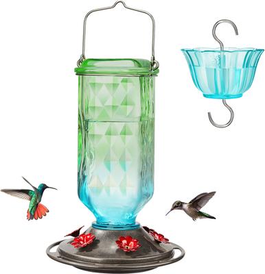 Show full view: Kingsyard Glass Hummingbird Soda Bottle Feeder, Green, Blue & Red, 2 count slide 3 of 8