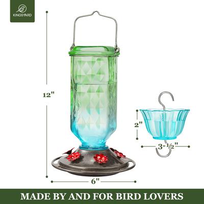 Show full view: Kingsyard Glass Hummingbird Soda Bottle Feeder, Green, Blue & Red, 2 count slide 5 of 8