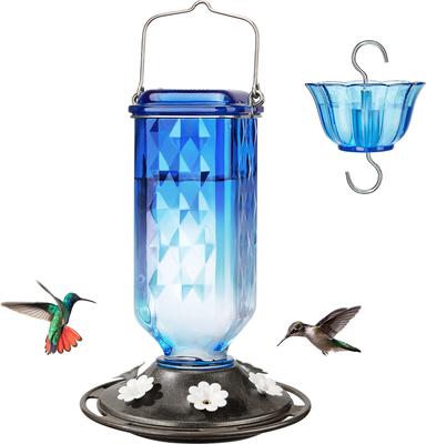 Show full view: Kingsyard 24-oz Leak-Proof Glass Hummingbird Feeder with Ant Moat, Blue slide 6 of 8