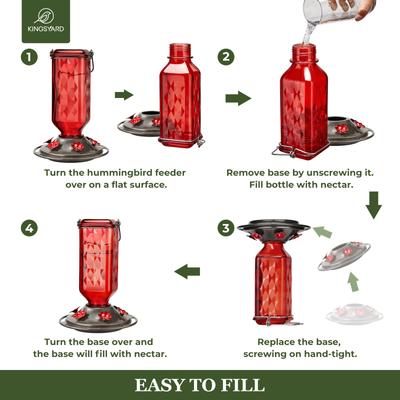 Show full view: Kingsyard Outdoor Glass Hummingbird Feeder, Red, 2 count slide 7 of 8