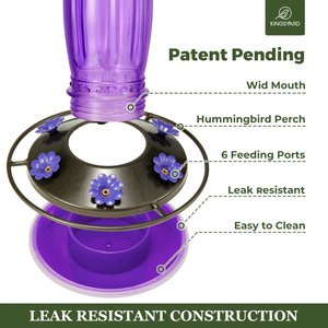 Kingsyard 16-oz Glass Hummingbird Feeder with Ant Moat, Purple