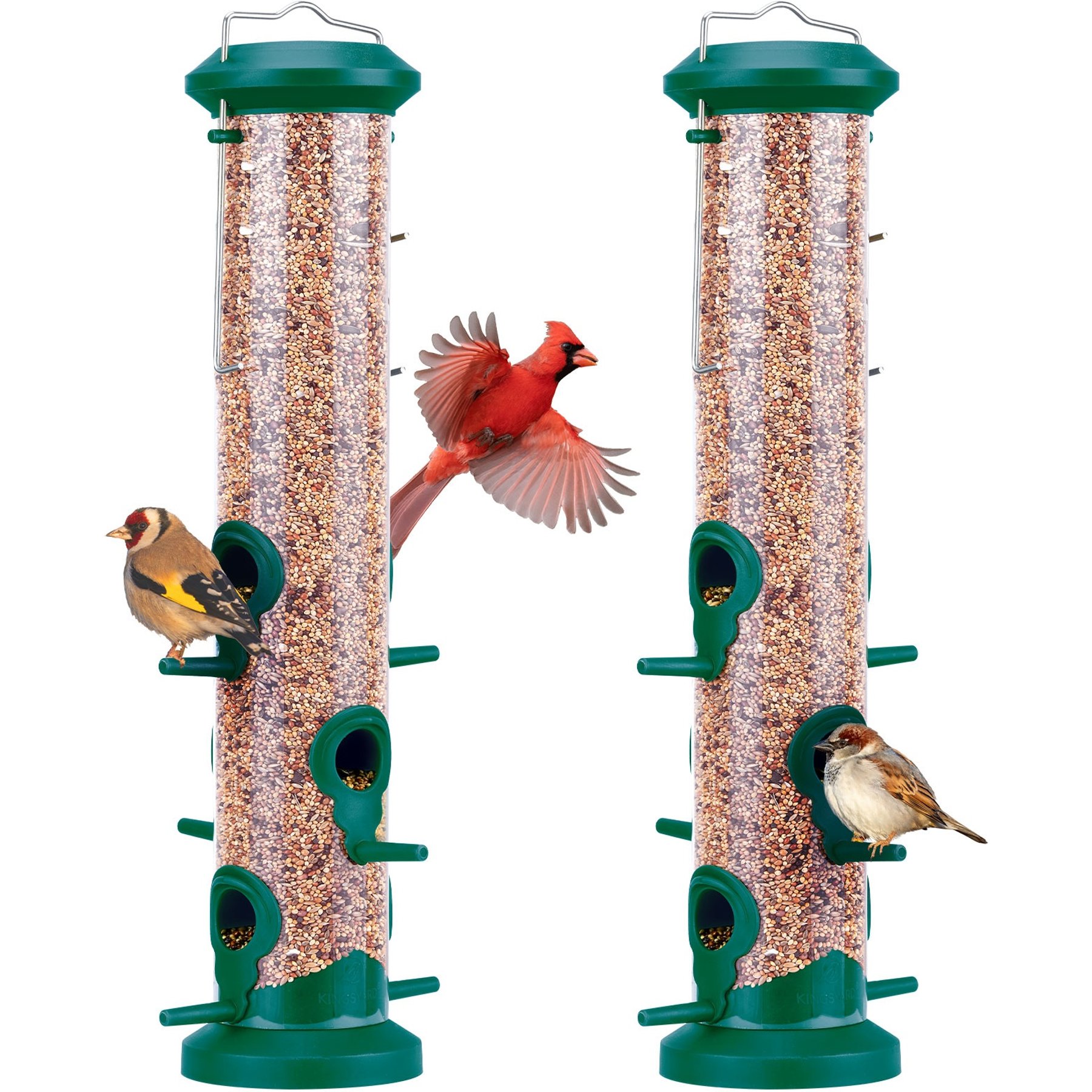 Kingsyard Tube Wild Bird Feeder, 2 count, Deep Green