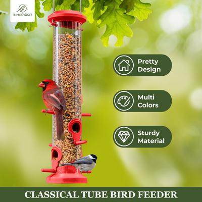 Show full view: Kingsyard Tube Wild Bird Feeder, 2 count, Red slide 2 of 5