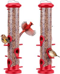 Kingsyard Tube Wild Bird Feeder, 2 count, Red