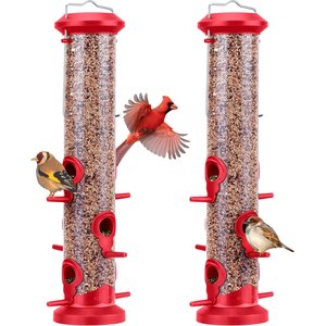 Kingsyard Tube Wild Bird Feeder, 2 count, Red