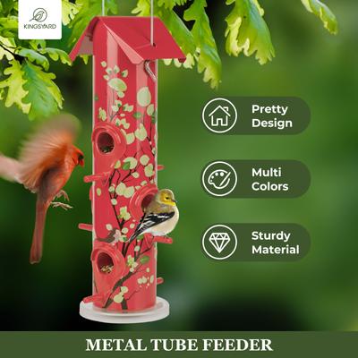 Show full view: Kingsyard Metal Tube Wild Bird Feeder, Red slide 3 of 8