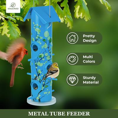 Show full view: Kingsyard Metal Tube Wild Bird Feeder, Azure Blue slide 3 of 8