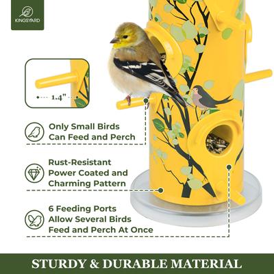 Show full view: Kingsyard Metal Tube Wild Bird Feeder, Golden Yellow slide 4 of 8