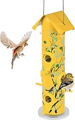 Kingsyard Metal Tube Wild Bird Feeder, Golden Yellow