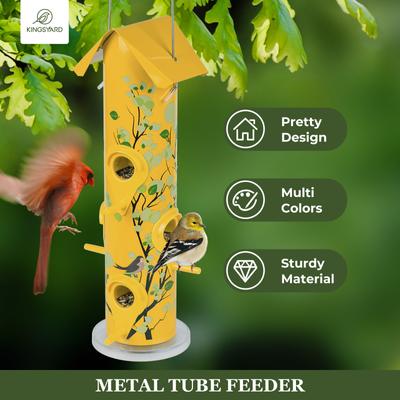 Show full view: Kingsyard Metal Tube Wild Bird Feeder, Golden Yellow slide 3 of 8