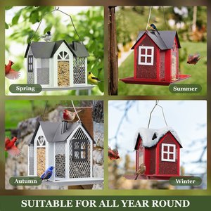 Kingsyard Wild Bird House & Triple Feeder, Black/White