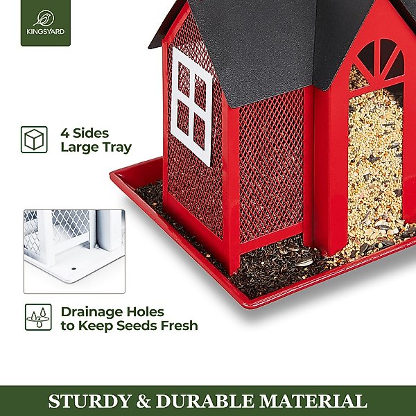 Show full view: Kingsyard Wild Bird House & Triple Feeder, Black/Red slide 4 of 8