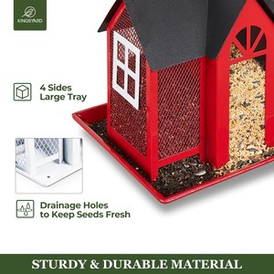 Kingsyard Wild Bird House & Triple Feeder, Black/Red