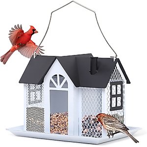 Kingsyard Wild Bird House & Triple Feeder, Black/White