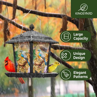Show full view: Kingsyard Hopper Wild Bird Feeder with Detachable Roof, Black slide 5 of 7